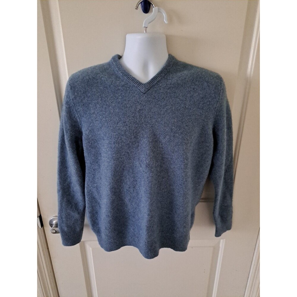 Black Brown 1826 100% Merino Wool Knit V Neck Sweater Mens Size XL Blue Preppy
